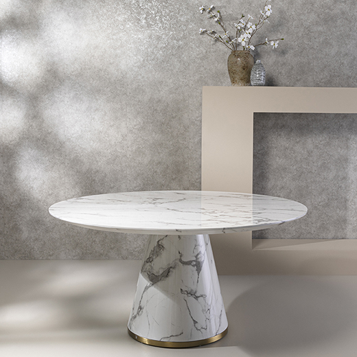 6 ALABASTER dining table d150cm white
